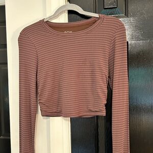 Brown Striped Crop Long Sleeve